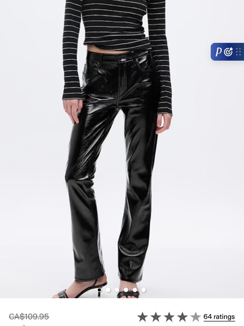 GAP High-Shine Black Straight-Leg Vegan Leather Pants